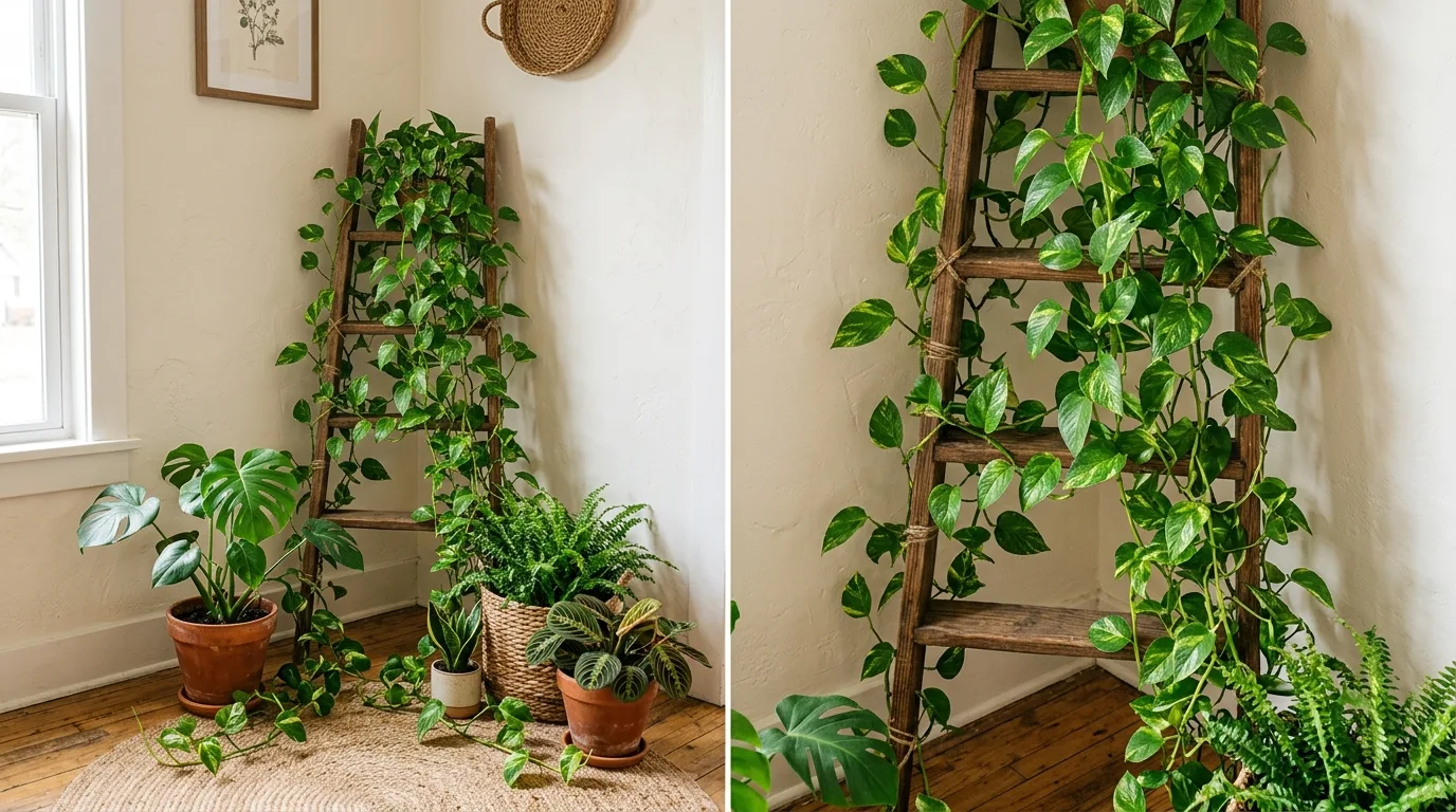 Pothos Trained on a Decorative Ladder